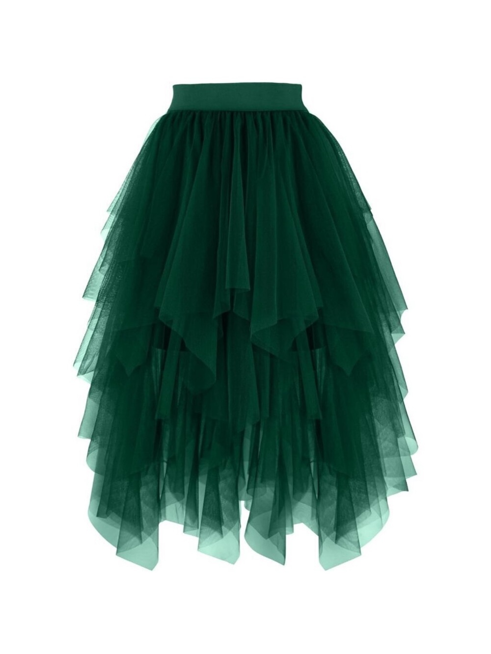 Tulle Green Skirts for Women High Waist Elastic Midi Skirt Mesh Tutu Skirts